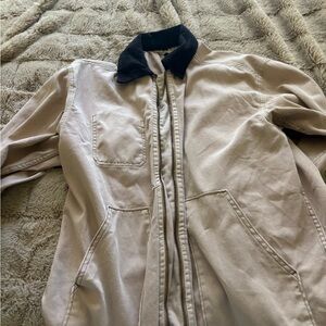 H&M Beige Canvas Field Jacket with Black Collar
